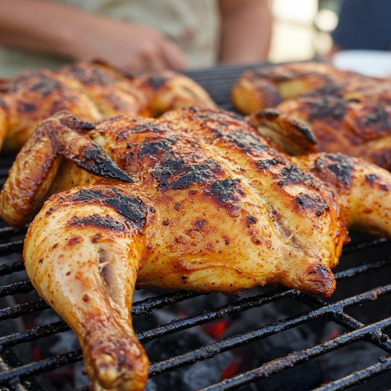 Poulet braisé grillé au feu de bois